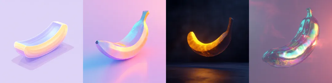 AI-generated banana hologram with adjusted parameters